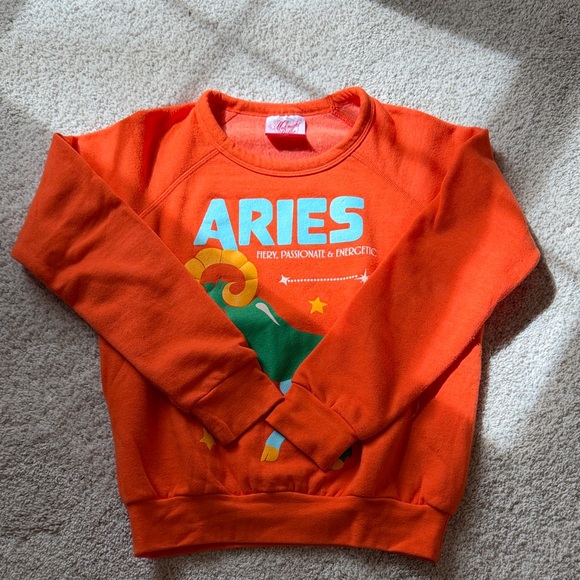 Anthropologie Tops - Anthropologie Orange Aries Graphic Sweatshirt